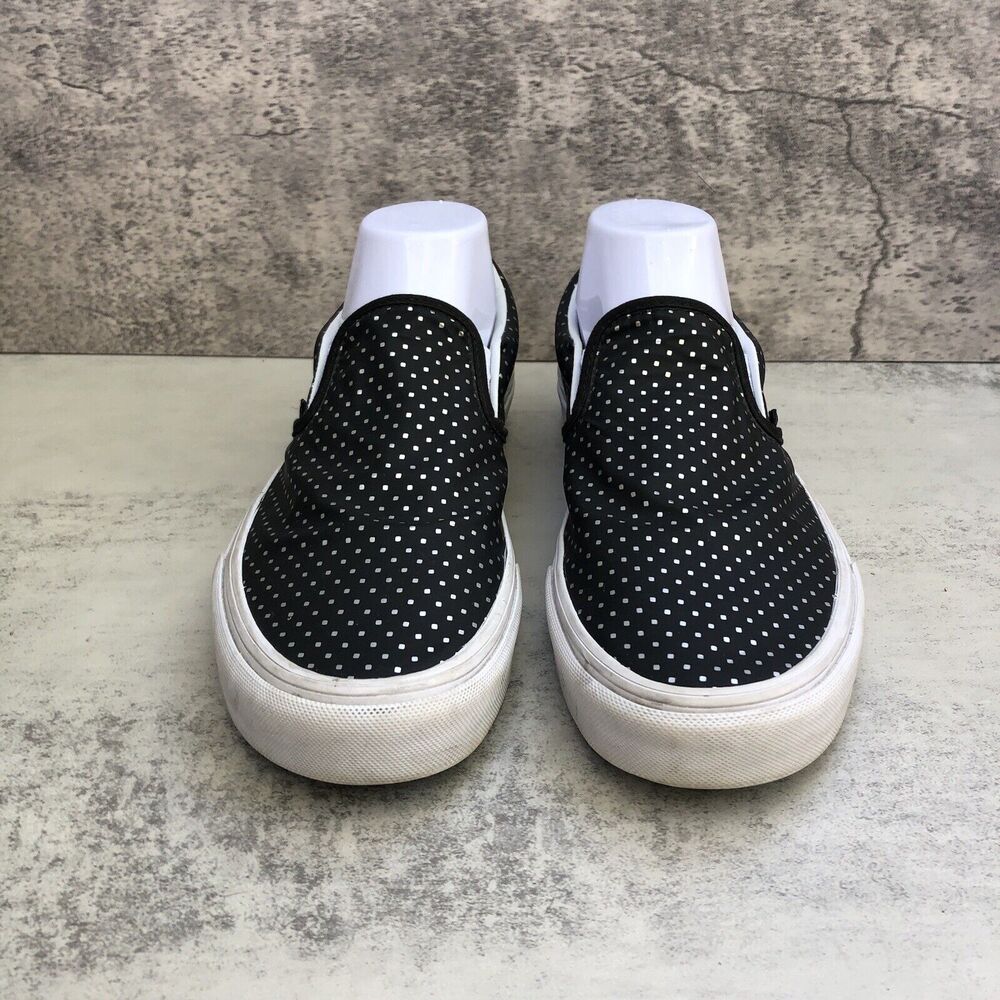 Vans Classic Slip On Metallic Dots Black And Silver Women’s 9.5 Men’s 8 - Picture 3 of 7